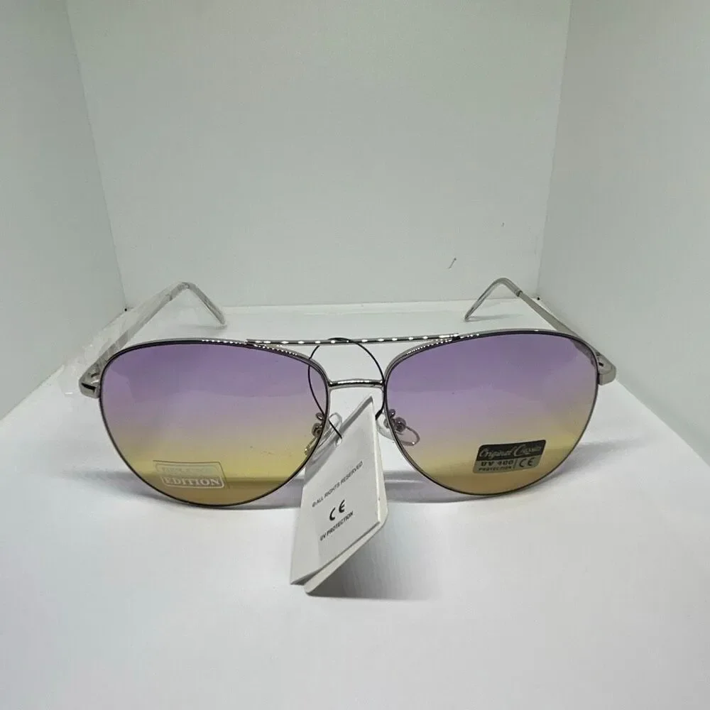Air Force Aviator Sunglasses Purple Gold Gradient UV400 Classic Style